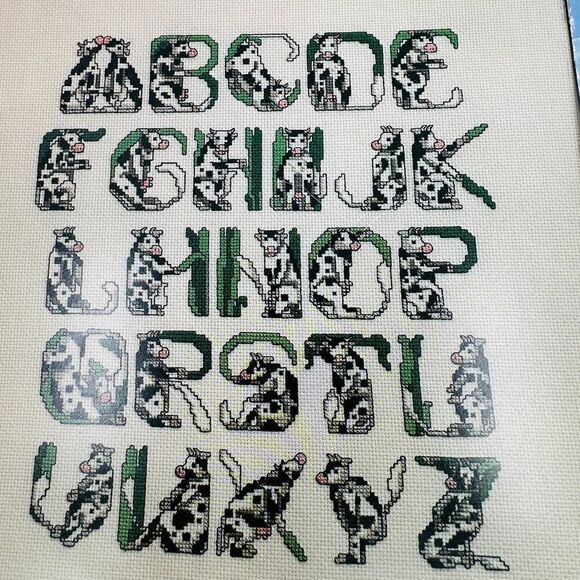 COWS Cowphabet Dairy Cross Stitch Pattern Books Jeanette Crews ABC Farm Farmer - Picture 2 of 6